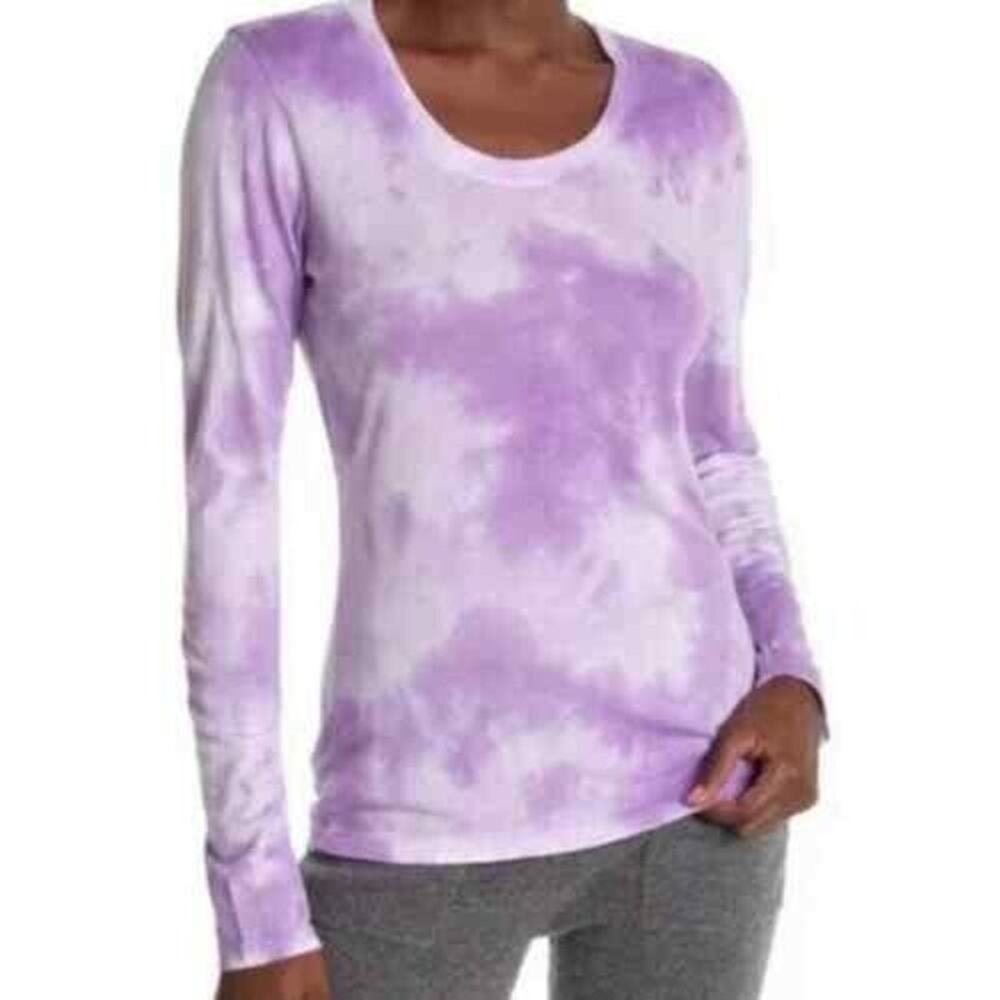 Sundry Women's Scoop Neck Long Sleeve T-Shirt Top Size 1 Small Lilac Tie Dye NWT